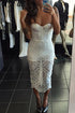 Sexy White Cutout Lace Panel Bustier Bandage Dress
